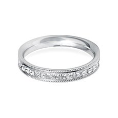 3.0mm Vintage Flat diamond cut wedding ring