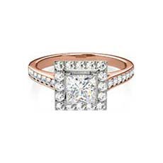 Cressida rose gold halo engagement ring
